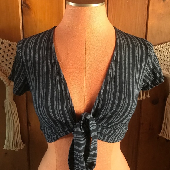 Lisakai Tops - Lisakai Convertible Tie Wrap Striped Top